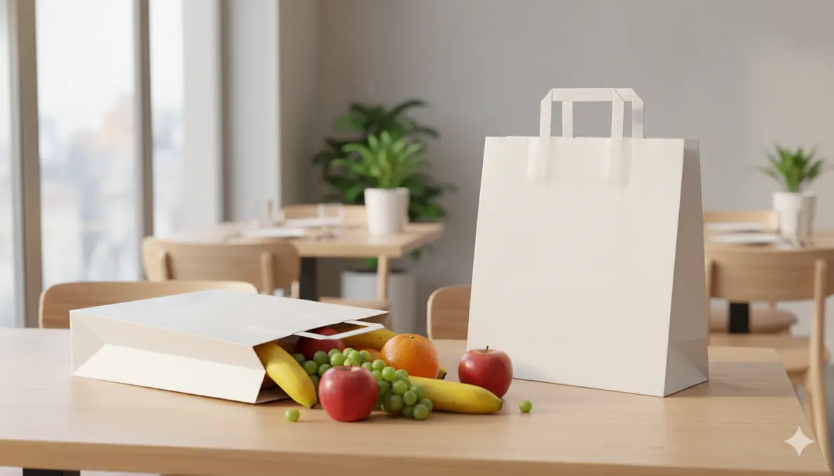 Paper bags with flat handles